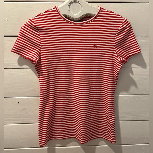 LAUREN RALPH LAUREN – STRIPED COTTON STRETCH TEE – SIZE S/P - Picture 1 of 8